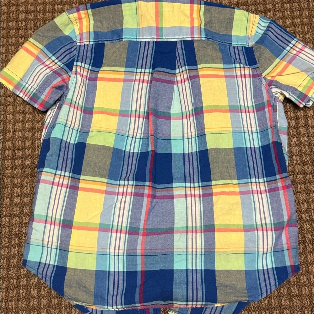 Ralph Lauren Blue and Yellow Plaid Shirt Boys sz7 Summer Vacation Wear - Picture 6 of 6